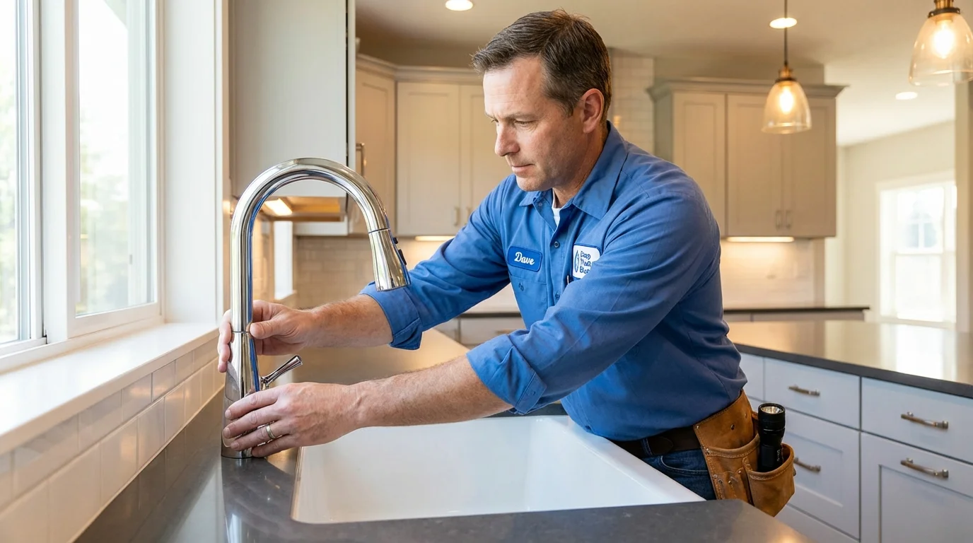 Kitchen faucet installation by Johns Plumbing LLC in Dousman