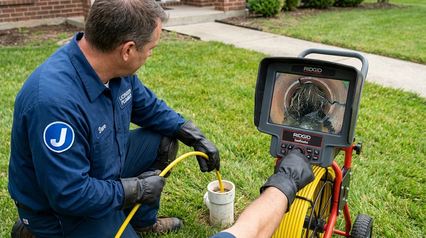 Sewer camera inspection being performed by Johns Plumbing LLC in Dousman